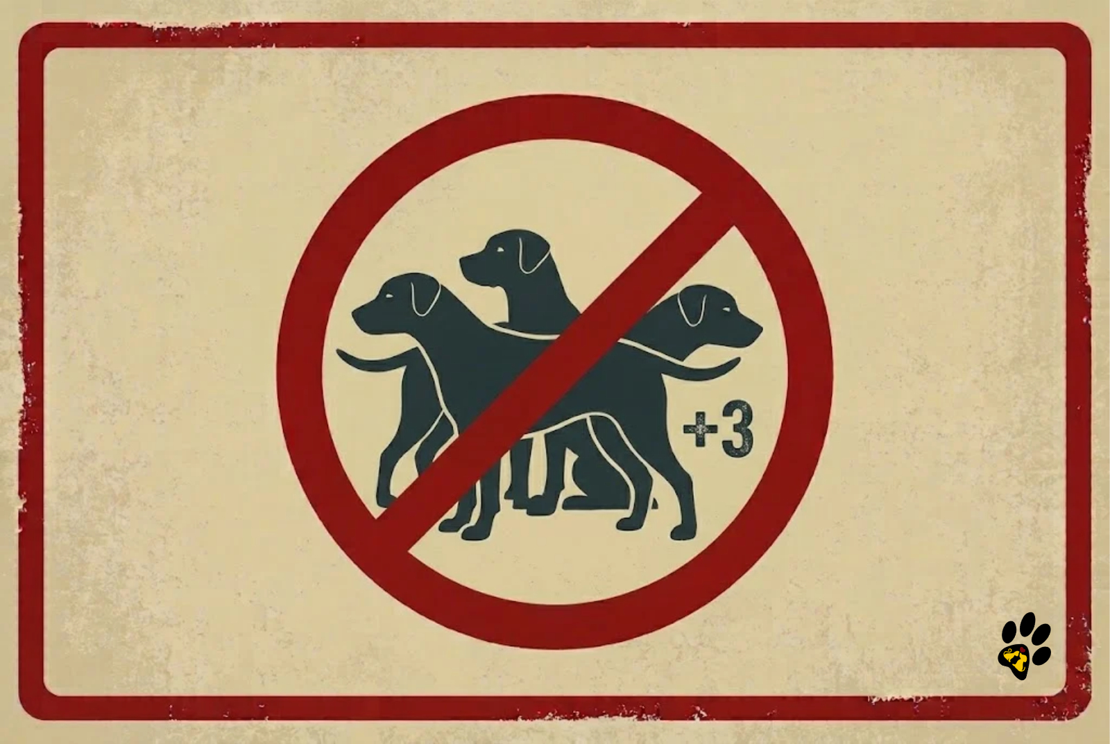 Warning sign indicating a two-dog limit