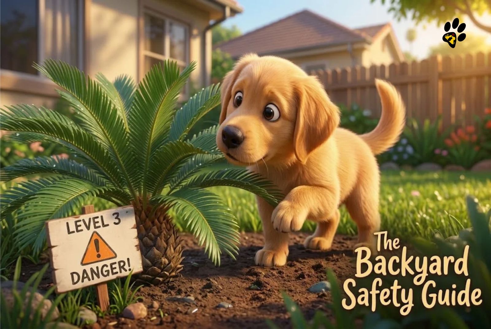 Dog near a toxic cycad plant